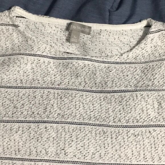 T by Talbots women's size SP small petite white black cotton blend top fringe - Picture 8 of 16